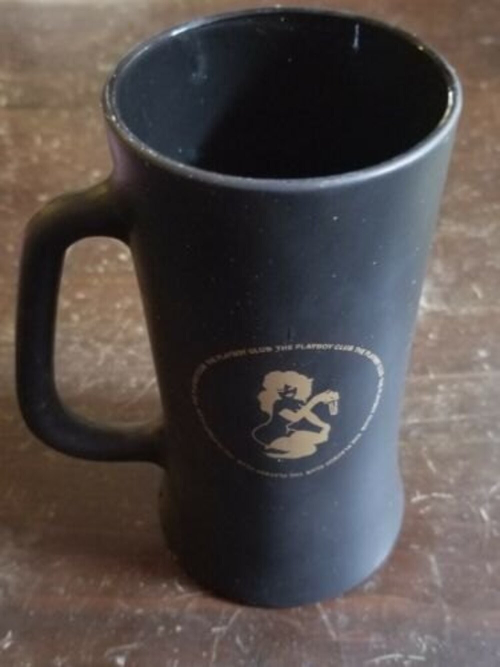 Vintage 1960’s Playboy Club Tall Black 16 Oz Mug w/ Playmate Logo